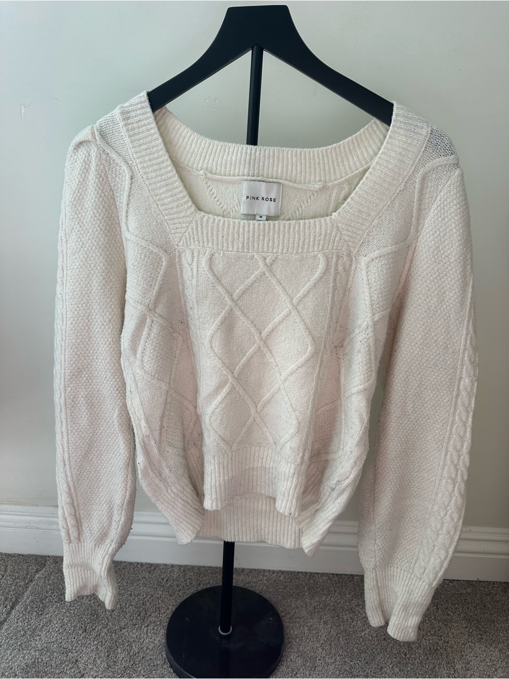 Pink Rose (Size M) Cream Sweater